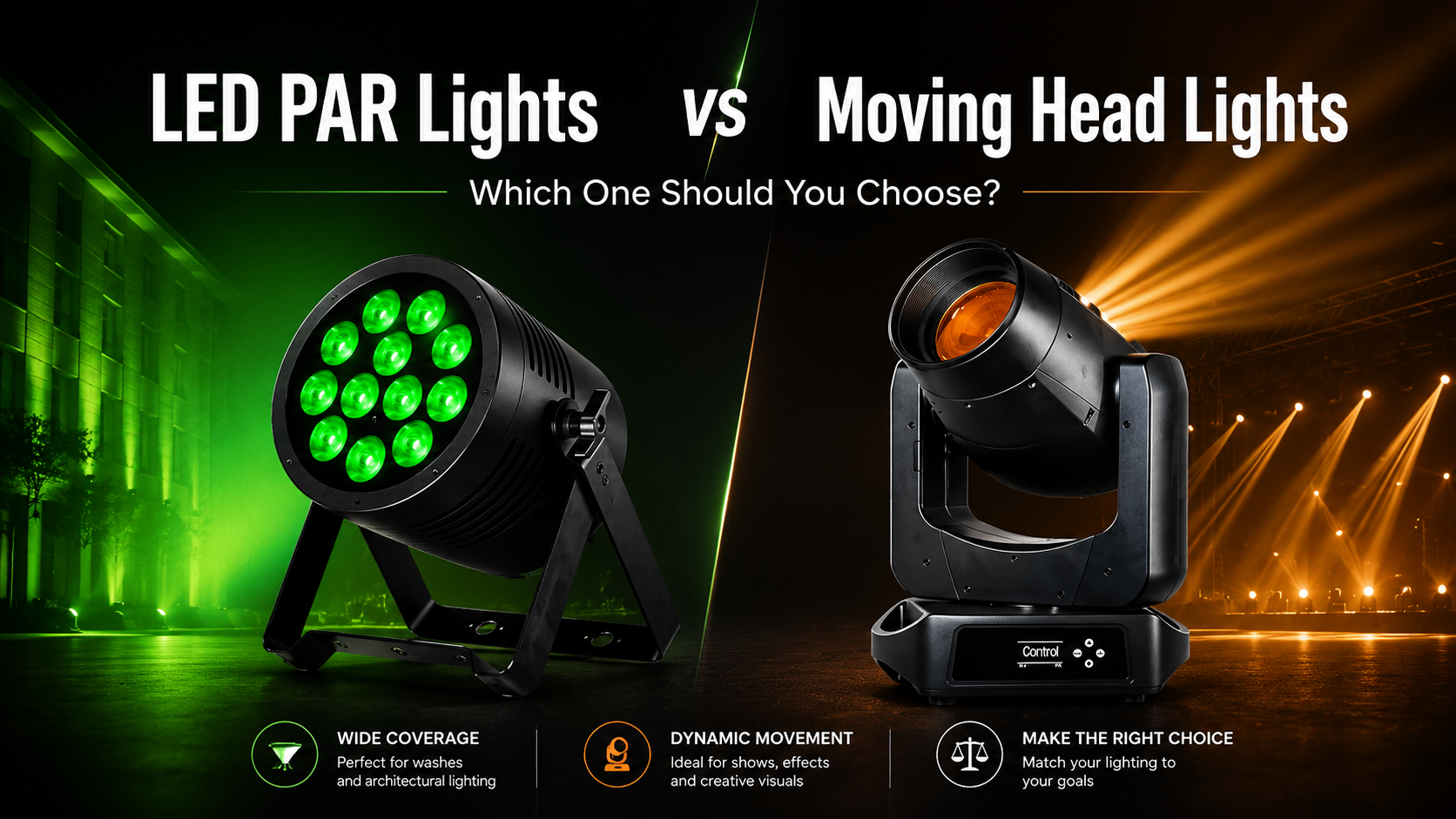 LED PAR lights vs moving head lights